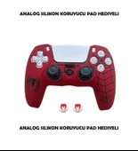 PS5 Dualsense Spider-Man Koruyucu Silikon Kılıf + Analog silikon Koruyucu - 5