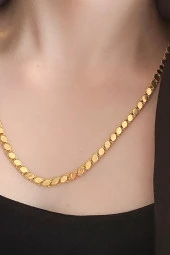 8 Ayar Altın Pullu Kadın Zincir - 3