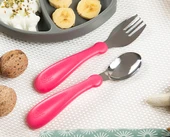 Babyjem Paslanmaz Çelik Çatal Kaşık Seti - Pembe thumbnail 2