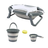 Babyjem Katlanır Bebek Banyo Küveti 5li Set Antrasit Renk thumbnail 1