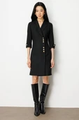 Kruvaze Yaka Düğmeli Elbise Ekol thumbnail 1