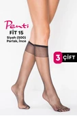 Penti Fit 15 Den Parlak İnce Diz Altı Çorap Siyah/Black (500) 3 Çift - 1