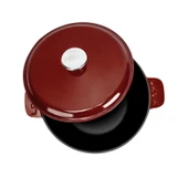 Lava Döküm Yuvarlak Güvec Tencere Döküm Demir Yekpare Kulplu. Çap(Ø)26cm.-Bordo thumbnail 3