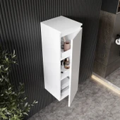 Karen Banyo Deniz 80 Cm Lavabolu, Aynalı Banyo Dolabı, Lavabo Dahil, Boy Dolabı Dahil, Beyaz - 5