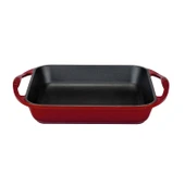 Lava Döküm Kare Kızartma Tavası Döküm Demir Yekpare Çift Kulplu Ölçü 26x26cm.-Bordo thumbnail 1