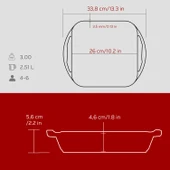 Lava Döküm Kare Kızartma Tavası Döküm Demir Yekpare Çift Kulplu Ölçü 26x26cm.-Bordo thumbnail 5