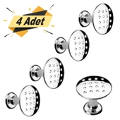 Noktalı Düğme Çekmece Dolap Dolabı Kulpu Kulbu Krom Metal Daire Kulpları (4 ADET) Mobilya Mutfak - 1