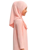 Penye Kendinden Başörtülü Çocuk Namaz Elbisesi Açık Pembe/ 6-7-8 yaş - 2