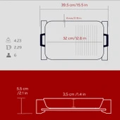 Lava Döküm Dikdörtgen Hibrit Izgara Tavası Kayın Servis Ahşabı Döküm Demir Yekpare Çift Kulplu Ölçü 26x32cm.-Bordo thumbnail 5