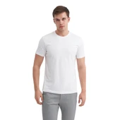 Erkek Slim Fit Bisiklet Yaka Pamuklu Düz Tişört thumbnail 3