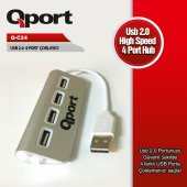 QPORT Q-C24 4 PORT USB2.0 ÇOKLAYICI,METAL KASA - 1