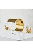 OEM Banyo Lavabo Küvet Jakuzi Bataryası Ankastre Gold Renk Yeni Taşlı Model Şelale 7 Yıl Garanti thumbnail 2