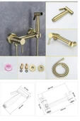 OEM Banyo Tuvalet Bide Basınçlı Püskürtücü Taharet Musluğu Çift Su Girişli Mat Gold İthal 7 Yıl Garanti thumbnail 7