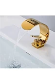 OEM Banyo Lavabo Bataryası Gold Altın Dore Renk Şelale 7 Yıl Garantili İthal Yeni Oval Tasarım. thumbnail 6