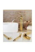 OEM Banyo Çanak Lavabo Bataryası Gold Altın Dore Yeni Şelale 7 Yıl Garantili İthal thumbnail 3