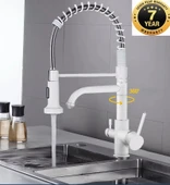 OEM Mutfak Evye Bataryası Dual Flow Su Arıtma Çıkışlı Spiralli Ve Fiskiyeli 7 Yıl Garanti Ithal Beyaz thumbnail 2