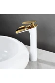 OEM Banyo Çanak Lavabo Bataryası Beyaz / Gold Renk Yeni Şelale Model 7 Yıl Garantili Ithal thumbnail 5