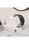 OEM Banyo Lavabo Bataryası Siyah/Krom Şelale 5 Yıl Garantili İthal Yeni Oval Tasarım. thumbnail 1