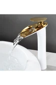 OEM Banyo Çanak Lavabo Bataryası Beyaz / Gold Renk Yeni Şelale Model 7 Yıl Garantili Ithal thumbnail 3