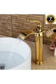 OEM Banyo Çanak Lavabo Bataryası Gold Altın Dore Yeni Şelale 7 Yıl Garantili İthal thumbnail 1