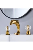 OEM Banyo Lavabo Küvet Jakuzi Bataryası Ankastre Gold Renk Taşlı Kuğu Model Şelale 7 Yıl Garantili thumbnail 2
