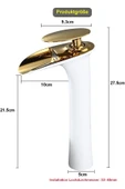OEM Banyo Çanak Lavabo Bataryası Beyaz / Gold Renk Yeni Şelale Model 7 Yıl Garantili Ithal thumbnail 4