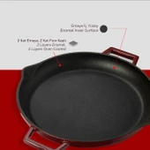 Lava Döküm Yuvarlak Kızartma Tavası Döküm Demir Yekpare Çift Kulplu Çap(Ø)26cm. thumbnail 6