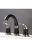 OEM Banyo Lavabo Bataryası Ankastre Siyah Gold Renk 3'Lü Set Yeni 7 Yıl Garantili İthal - 1