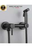 OEM Banyo Tuvalet Bide Basınçlı Püskürtücü Taharet Musluğu Çift Su Girişli Siyah İthal 7 Yıl Garantili - 1