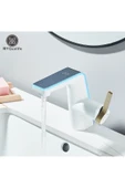 OEM Akıllı Dijital Sıcaklık Led Ekran Banyo Lavabo Bataryası Beyaz Gold 2 Akış Ayarı İthal 7 Yıl Garanti thumbnail 7