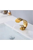 OEM Banyo Lavabo Bataryası Gold Altın Dore Renk Şelale 7 Yıl Garantili İthal Yeni Oval Tasarım. thumbnail 2