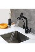 OEM Mutfak Evye Bataryası Dual Flow Su Arıtma Çıkışlı Spiralli 2 Akış Modu 7 Yıl Garanti Ithal Mat Siyah thumbnail 3