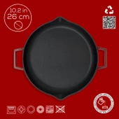 Lava Döküm Yuvarlak Kızartma Tavası Döküm Demir Yekpare Çift Kulplu Çap(Ø)26cm. thumbnail 4