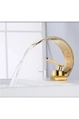 OEM Banyo Lavabo Bataryası Gold Altın Dore Renk Şelale 7 Yıl Garantili İthal Yeni Oval Tasarım. thumbnail 3