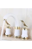 OEM Banyo Lavabo Bataryası Ankastre Beyaz Gold Renk 3'Lü Set Yeni 7 Yıl Garantili İthal thumbnail 3
