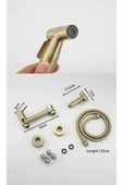 OEM Banyo Tuvalet Bide Basınçlı Püskürtücü Taharet Musluğu Çift Su Girişli Mat Gold İthal 7 Yıl Garanti thumbnail 6