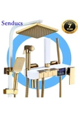 OEM Dijital Sıcaklık Led Ekranlı Banyo Duş Seti Piyano Tuşlu Yeni Beyaz Gold 7 Yıl Garantili İthal thumbnail 1