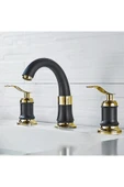 OEM Banyo Lavabo Bataryası Ankastre Siyah Gold Renk 3'Lü Set Yeni 7 Yıl Garantili İthal - 2