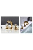 OEM Banyo Lavabo Küvet Jakuzi Bataryası Ankastre Gold Renk Taşlı Kuğu Model Şelale 7 Yıl Garantili thumbnail 3