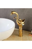 OEM Banyo Çanak Lavabo Bataryası Kuğu Gold Altın Dore Yeni Tasarım 7 Yıl Garantili İthal thumbnail 1