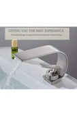 OEM Banyo Lavabo Bataryası Mat Krom Nikel Renk Şelale 7 Yıl Garantili İthal Yeni İnce Tasarım. thumbnail 2