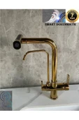 OEM Mutfak Eviye Bataryası Dokunmatik Arıtma Çıkışlı Duş Şelale 3 Fonksiyon Gold Ithal 7 Yıl Garanti thumbnail 1
