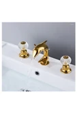 OEM Banyo Lavabo Küvet Jakuzi Bataryası Ankastre Gold Renk Taşlı Kuğu Model Şelale 7 Yıl Garantili thumbnail 8
