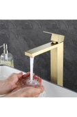 OEM Banyo Çanak Lavabo Bataryası Mat Gold Renk Yeni Tasarım 7 Yıl Garantili Ithal thumbnail 2