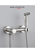 OEM Banyo Tuvalet Bide Basınçlı Püskürtücü Taharet Musluğu Çift Su Girişli Nikel İthal 7 Yıl Garantili - 7