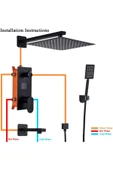 OEM Dijital Sıcaklık Led Ekran Duş Seti Ankastre Mat Siyah 3 Yollu Model Sıva Altı Dahil 7 Yıl Garantili thumbnail 3
