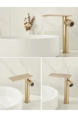 OEM Banyo Çanak Lavabo Bataryası Mat Gold Renk Yeni Model 7 Yıl Garantili Ithal thumbnail 6
