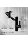 OEM Akıllı Dijital Sıcaklık Led Ekran Banyo Lavabo Bataryası Katlanır İthal Siyah 7 Yıl Garantili - 8