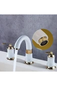 OEM Banyo Lavabo Bataryası Ankastre Beyaz Gold Renk 3'Lü Set Yeni 7 Yıl Garantili İthal thumbnail 4