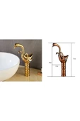 OEM Banyo Çanak Lavabo Bataryası Kuğu Gold Altın Dore Yeni Tasarım 7 Yıl Garantili İthal thumbnail 2